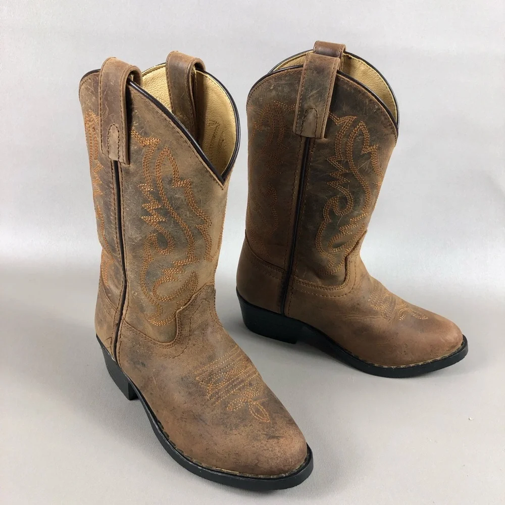 Kids Brown Western Pull-On Boots